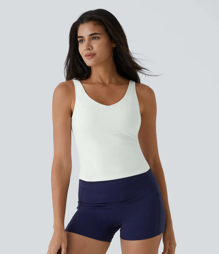 Softlyzero Plush Padded V Neck Plain Tank Vest Top
