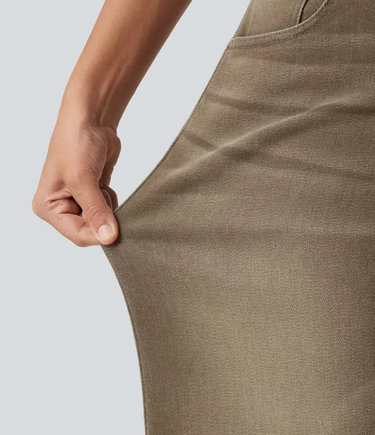 Low Rise Asymmetric Wide Leg colourful Casual Jeans with Pockets