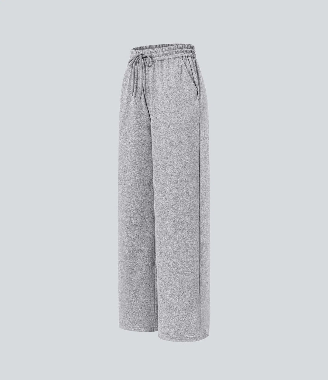 High Waisted Drawstring Pocket Wide Leg Casual Trousers
