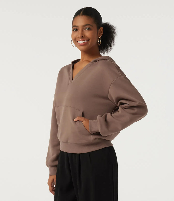 Hooded Long Sleeve Fleece Casual Sweatshirt with Pocket