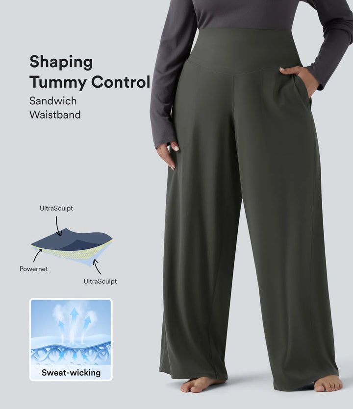 Halara UltraSculpt High Waisted Tummy Control Straight Leg Yoga Plus Size Trousers with Pockets
