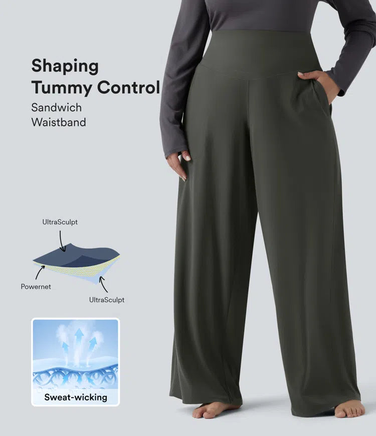 Halara UltraSculpt High Waisted Tummy Control Straight Leg Yoga Plus Size Trousers with Pockets