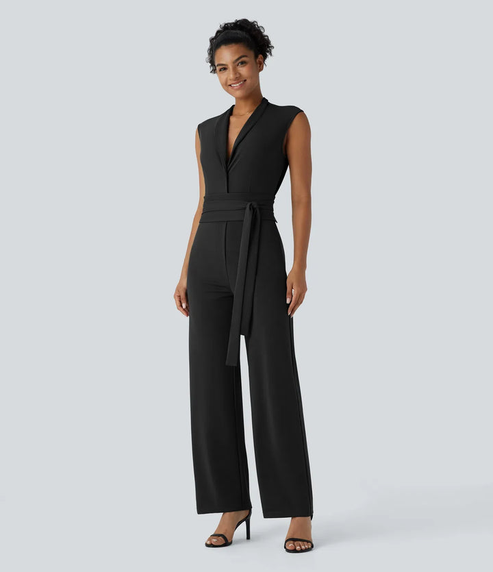 Sleeveless Belted Pocket Work Jumpsuit-Easy Peezy Edition