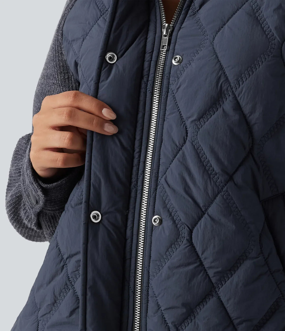 High Neck Long Sleeve Raglan Casual Padded Jacket with Pockets