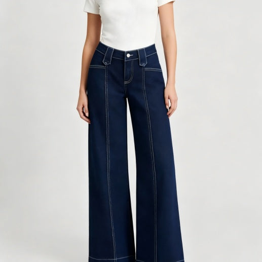 Halara Flex High Waisted Pockets Washed Casual Wide Leg Jeans