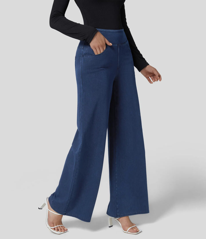 Halara Flex High Waisted Pockets Wide Leg Loose Work Jeans