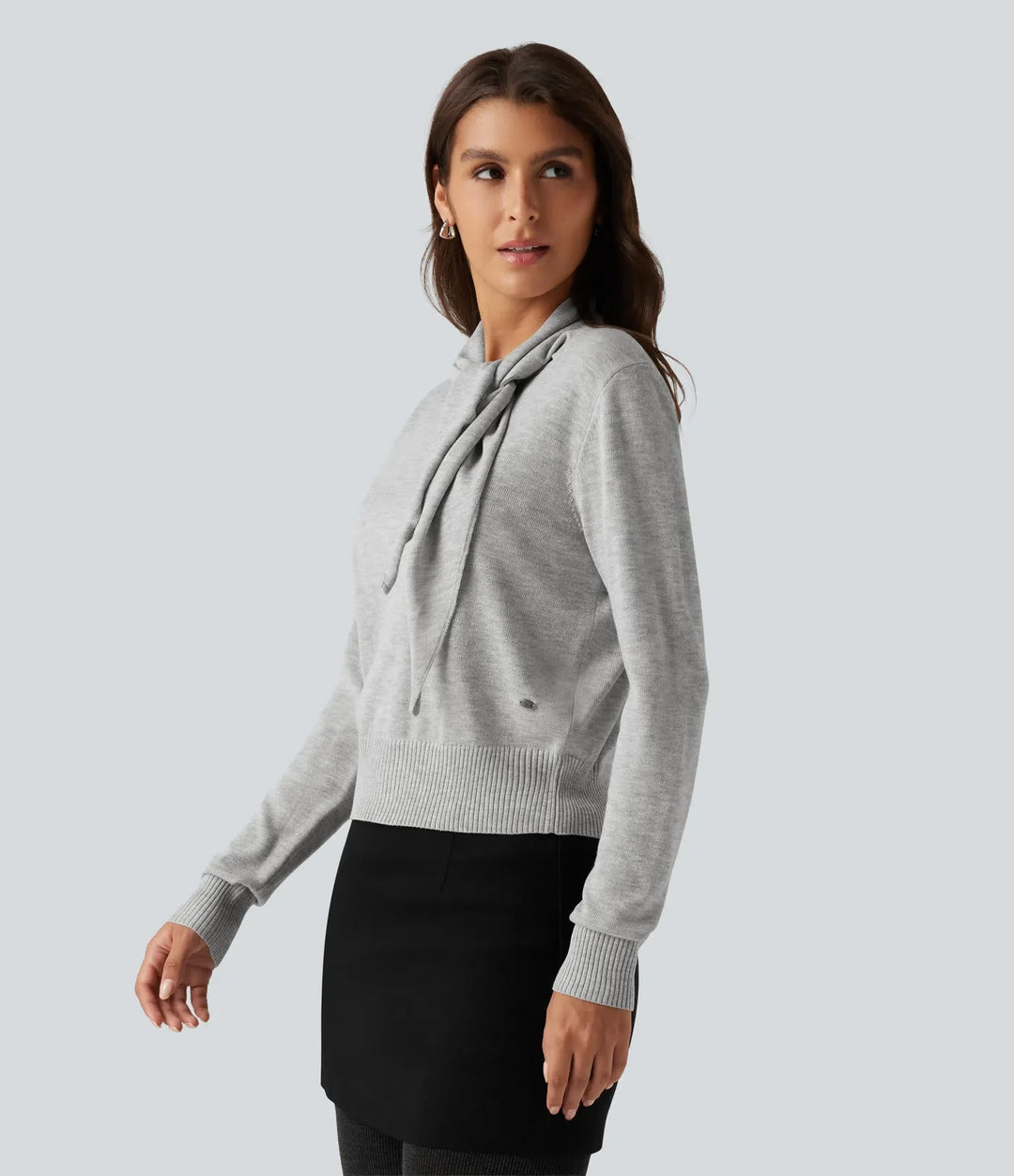 Scarf Tie Long Sleeve Casual Jumper