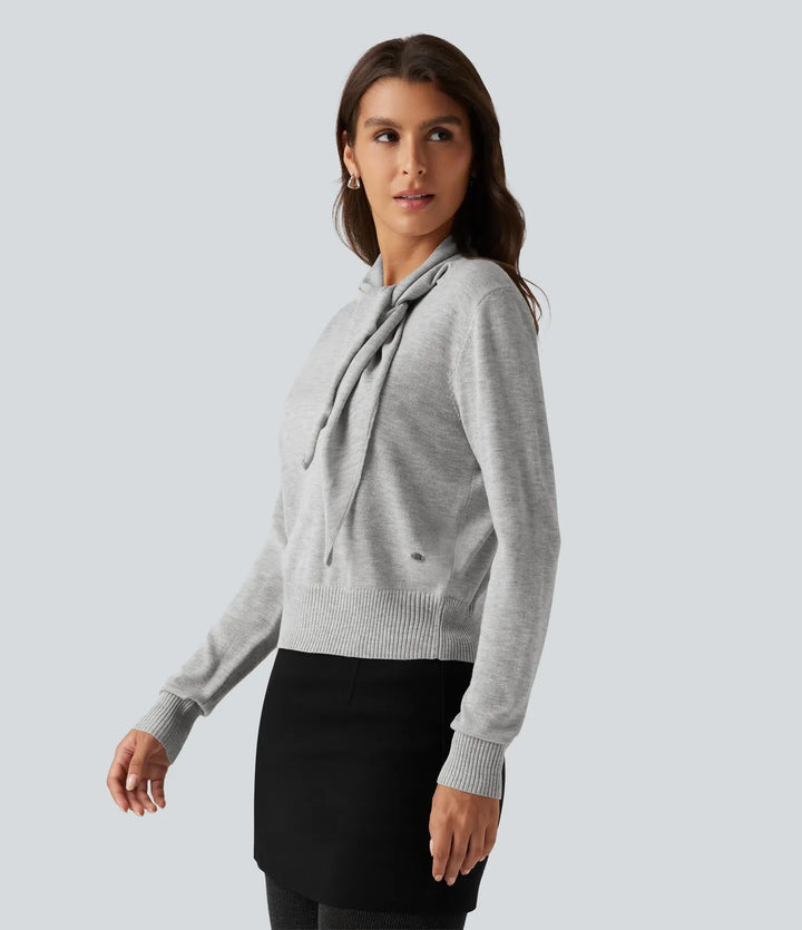 Scarf Tie Long Sleeve Casual Jumper