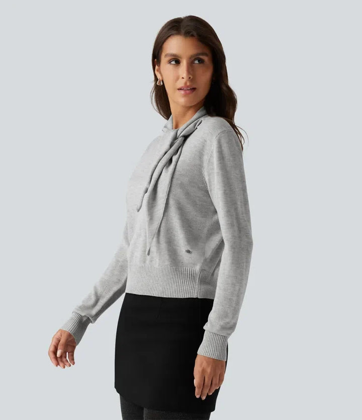 Scarf Tie Long Sleeve Casual Jumper
