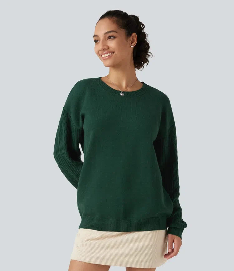 Round Neck Long Sleeve Relaxed Work Jumper