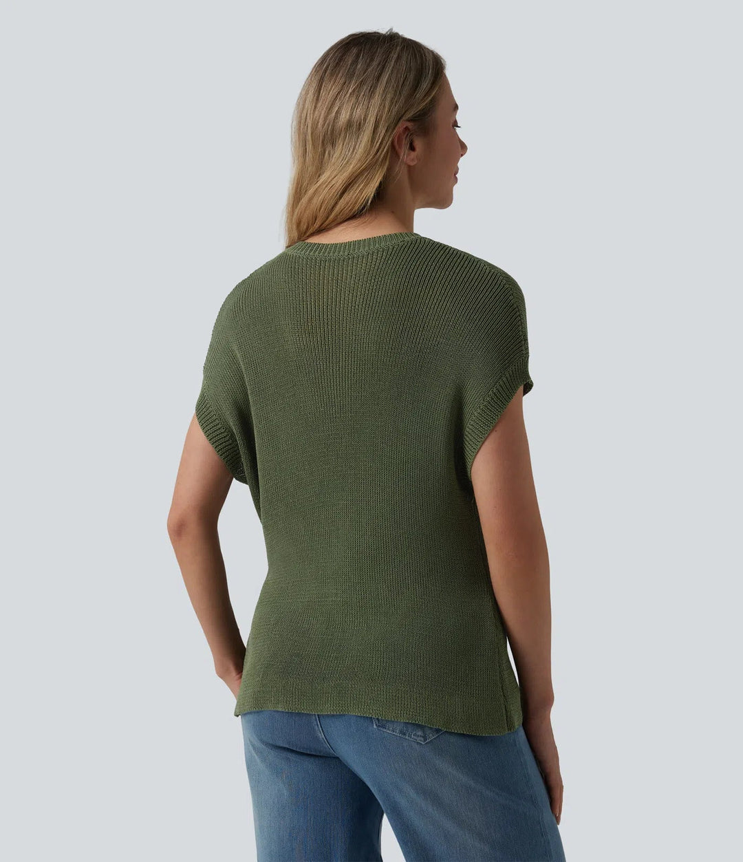 Round Neck Batwing Sleeve Casual Jumper with Pocket