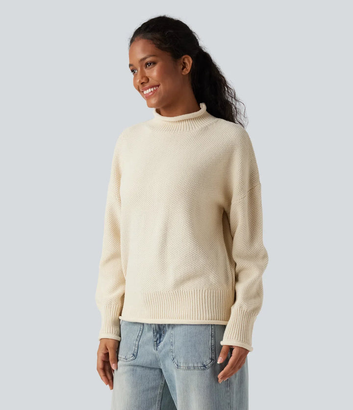 Mock-neck Long Sleeve Casual Jumper