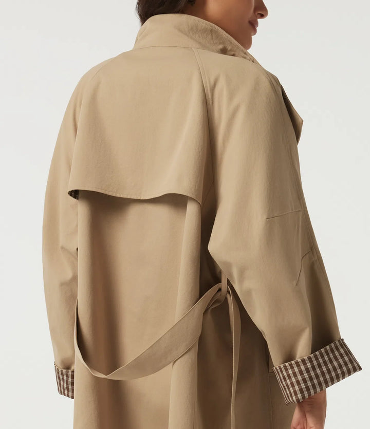 Lapel Raglan Long Sleeve Belted Work Jacket with Pockets