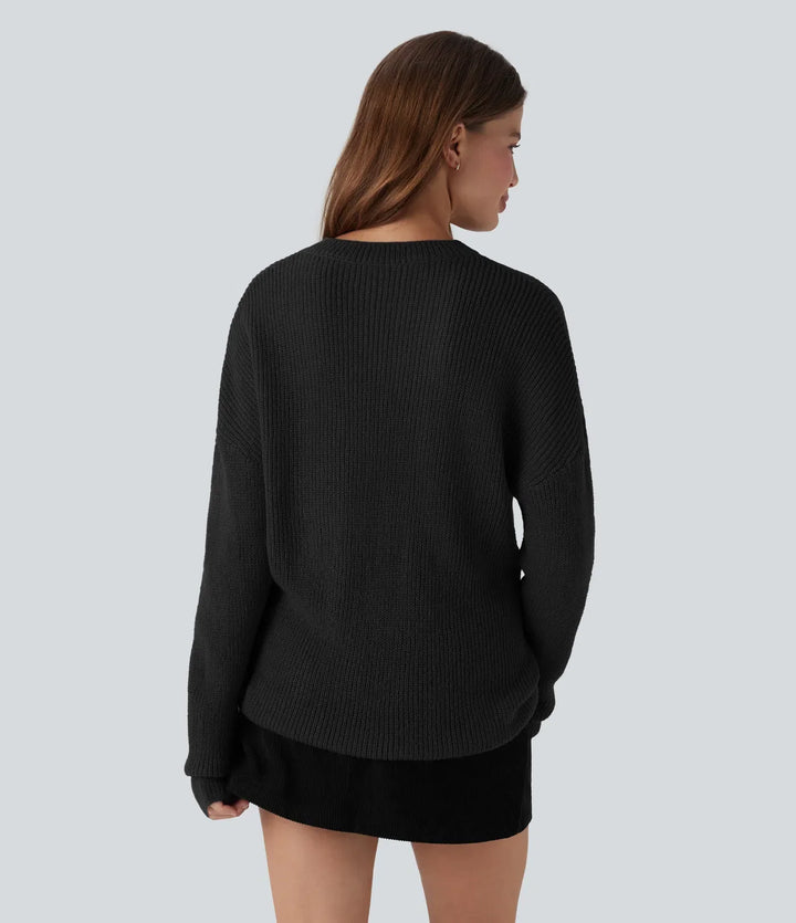 Dropped Shoulder Long Sleeve Casual Jumper