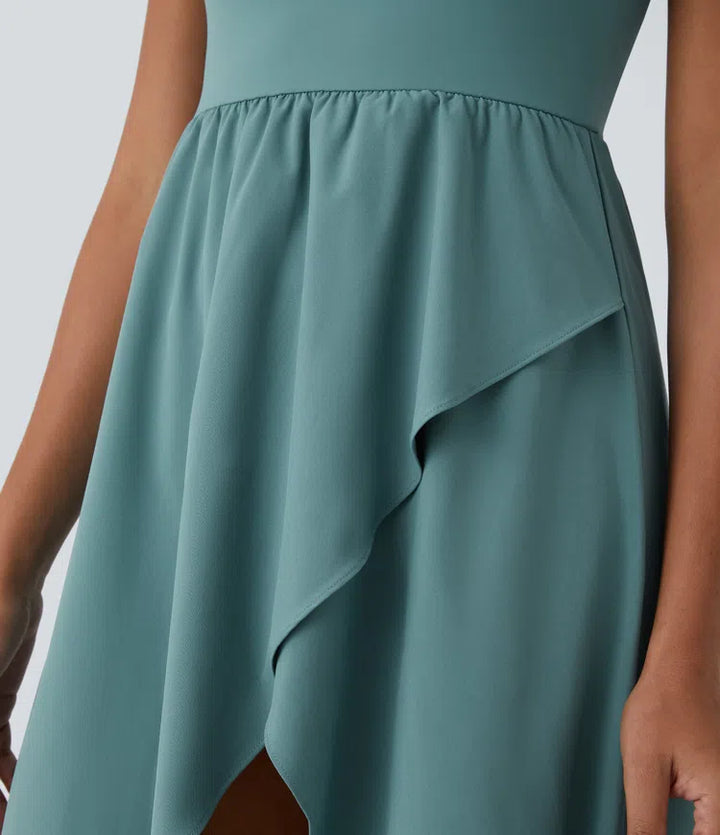 Breezeful Backless High Low 2-Piece Side Pocket Flowy Midi Quick Dry Casual Dress