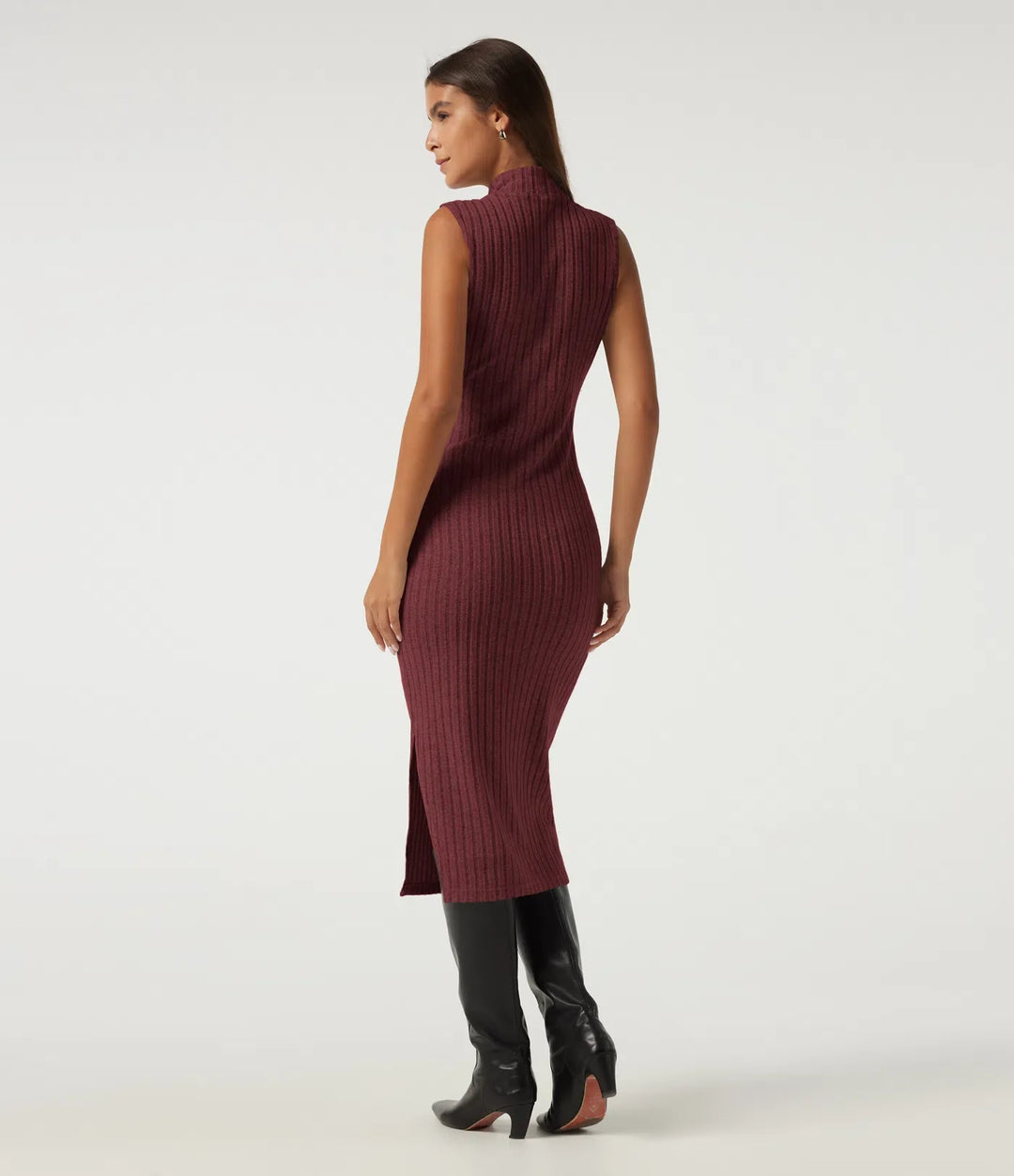 Mock Neck Long Sleeve 2 Piece Bodycon Work Midi Dress