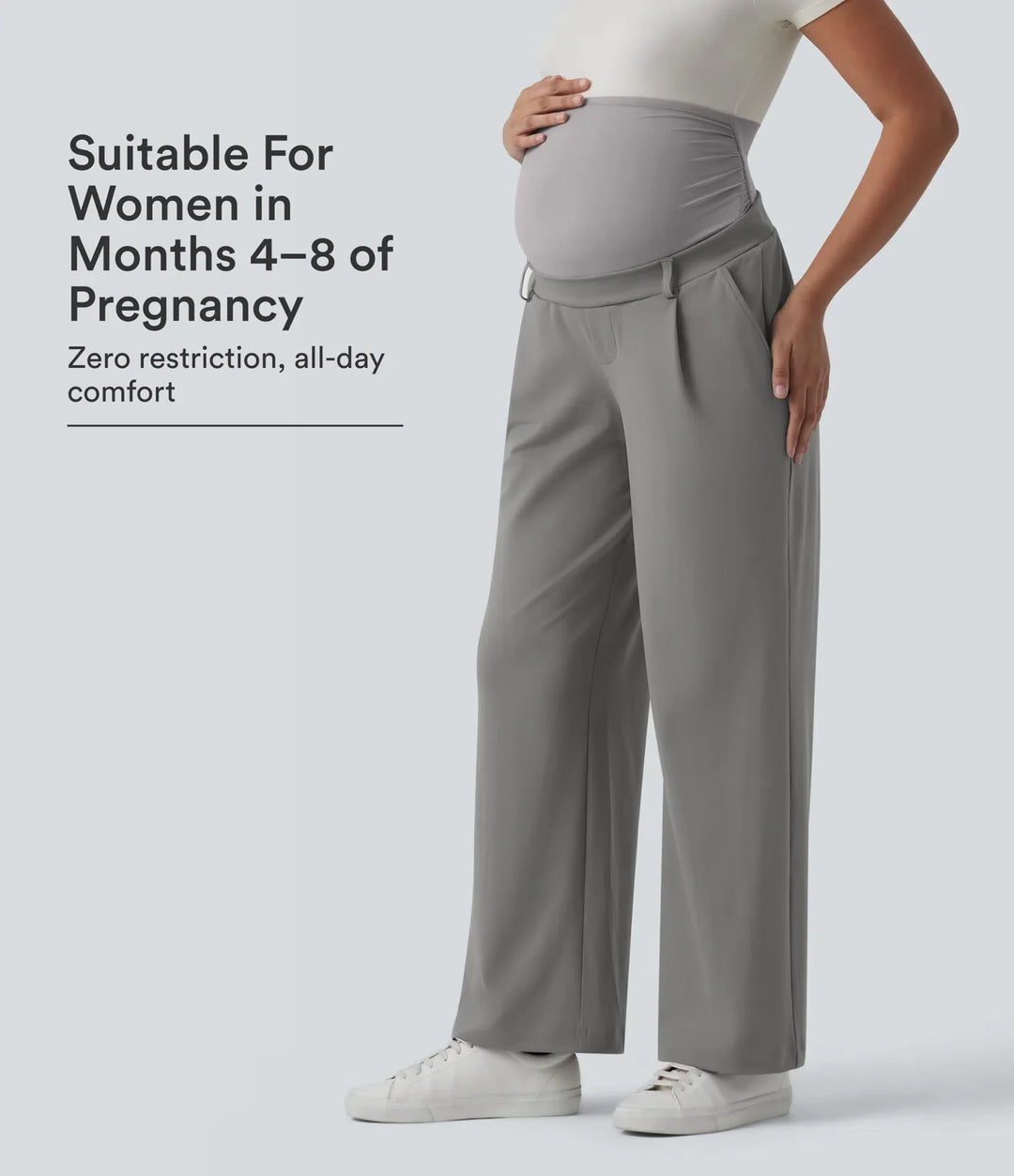Halara Flex DayStretch Super High Waisted Straight Leg Work Maternity Trousers with Pockets