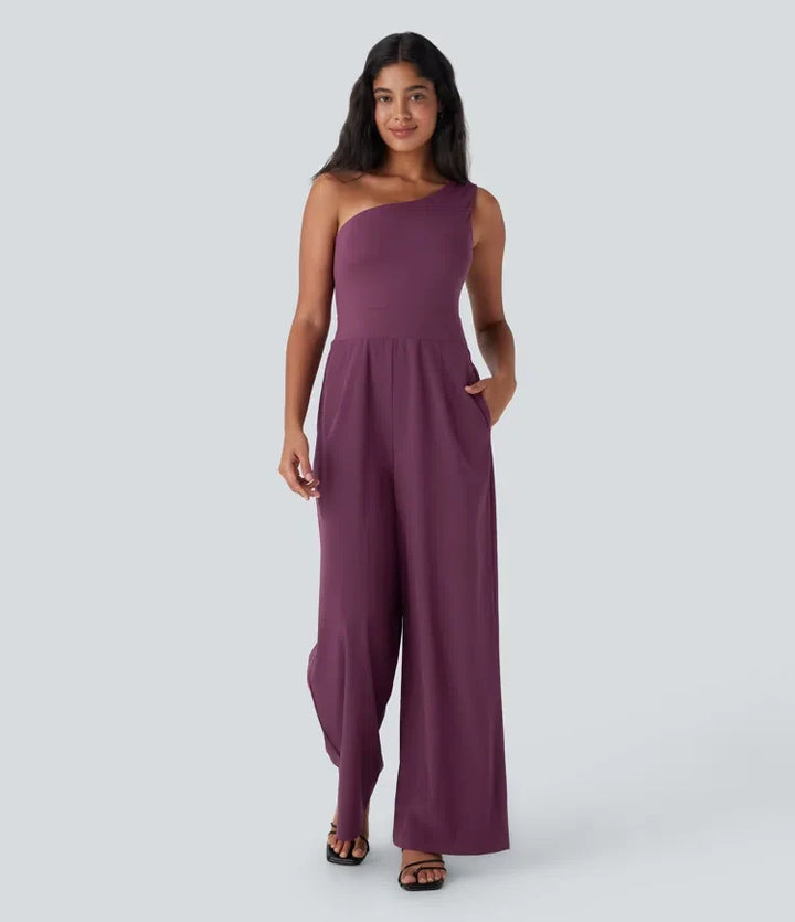Breezeful One Shoulder Quick Dry Jumpsuit with Pockets
