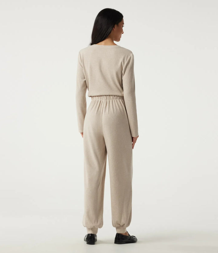 Round Neck Long Sleeve Casual Jumpsuit with Pockets -Easy Peezy Edition
