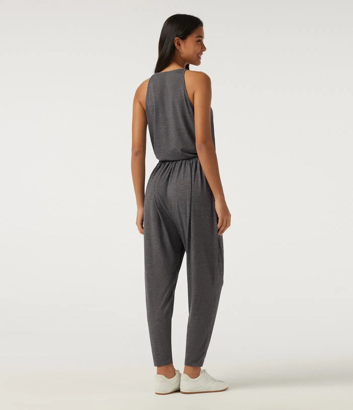 V Neck Sleeveless Tapered Crossover Casual Jumpsuit with Pockets-Easy Peezy Edition