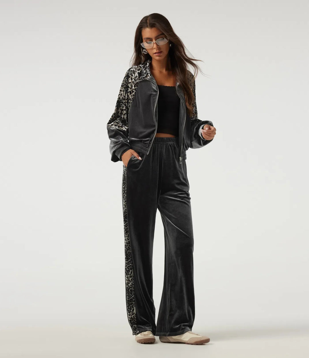 Lapel Raglan Long Sleeve Leopard Print Casual Jacket with Pockets