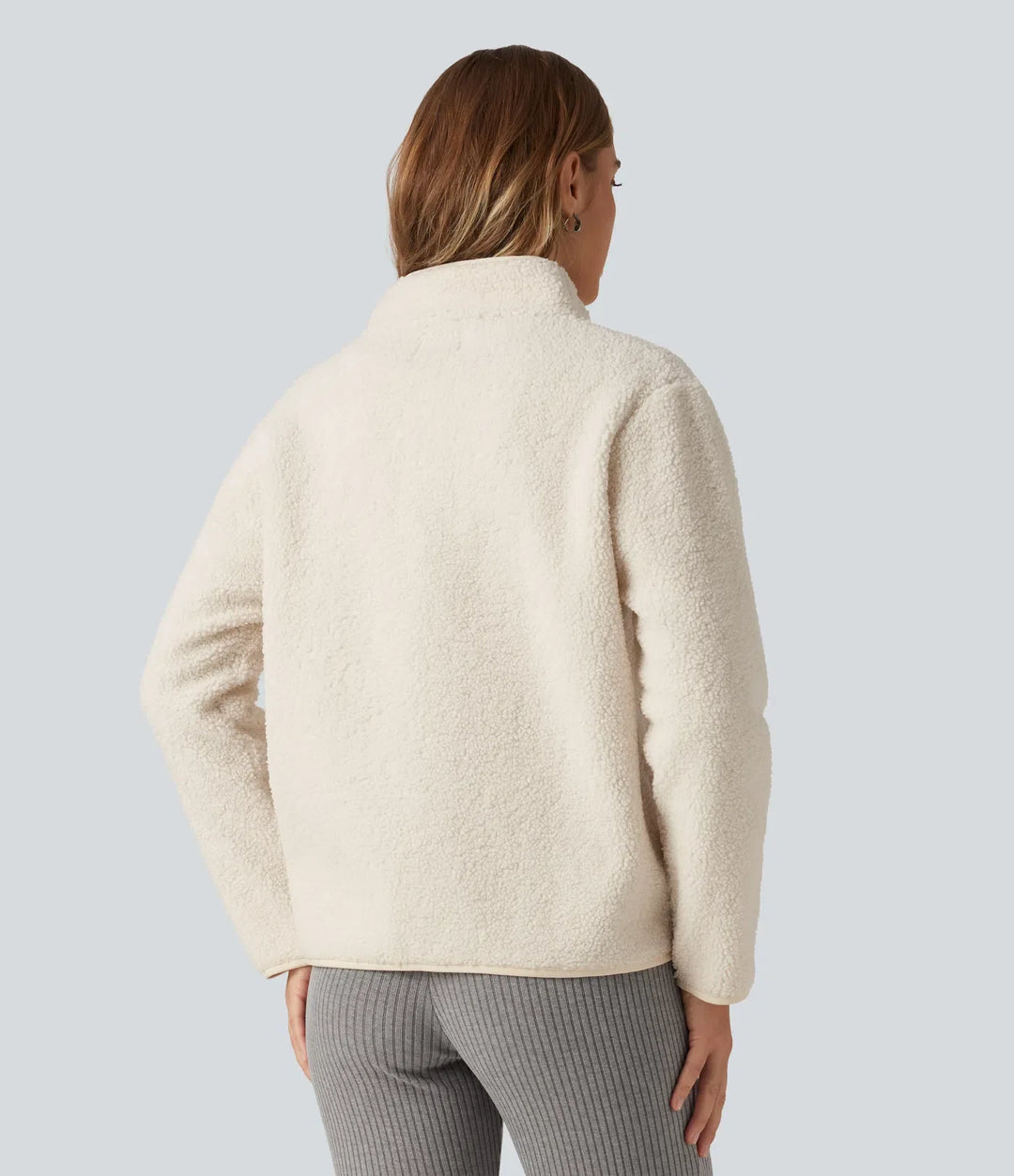 Long Sleeve Casual Sherpa Jacket with Pockets