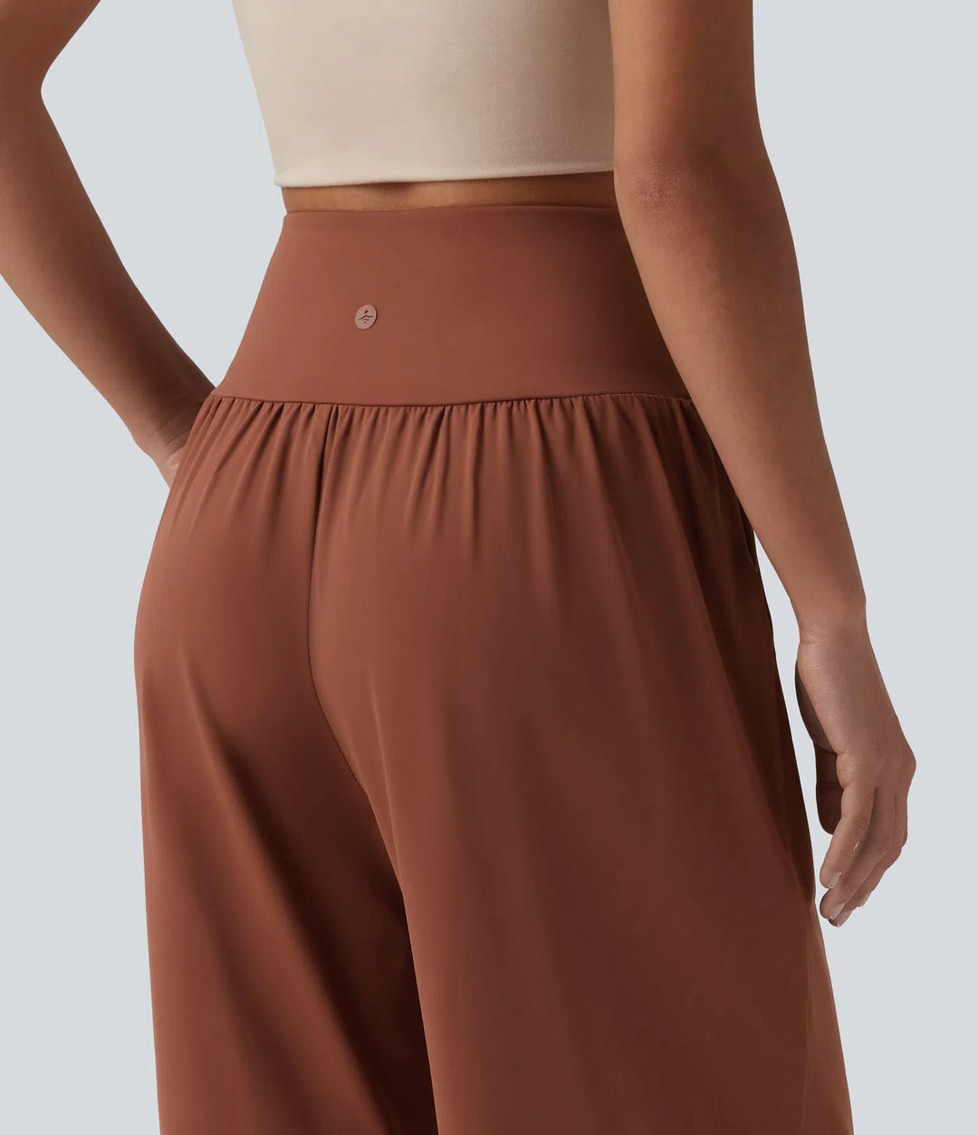 SoftlyZero Airy Crossover High Waisted InstantCool Casual Baggy Trousers with Pockets