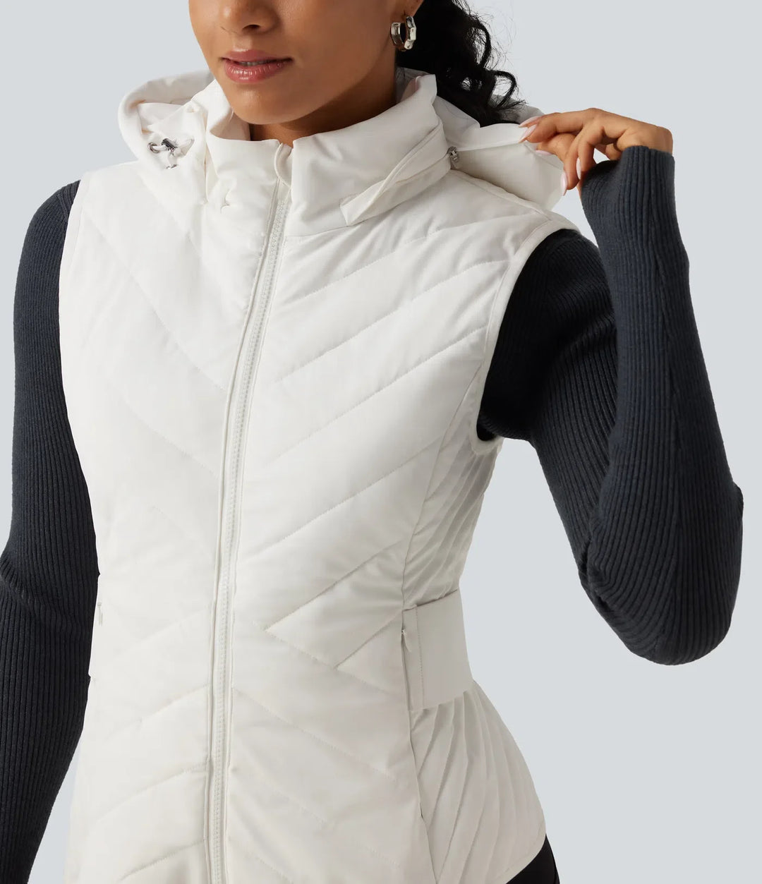 PuffFlex Removable Hood Quilted Casual Padded Vest with Pockets