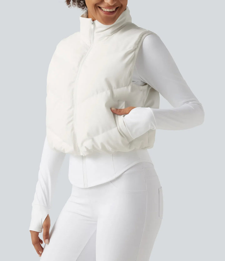 PuffFlex 3-in-1 Mock Neck Slim Causal Puffer Jacket with Pockets