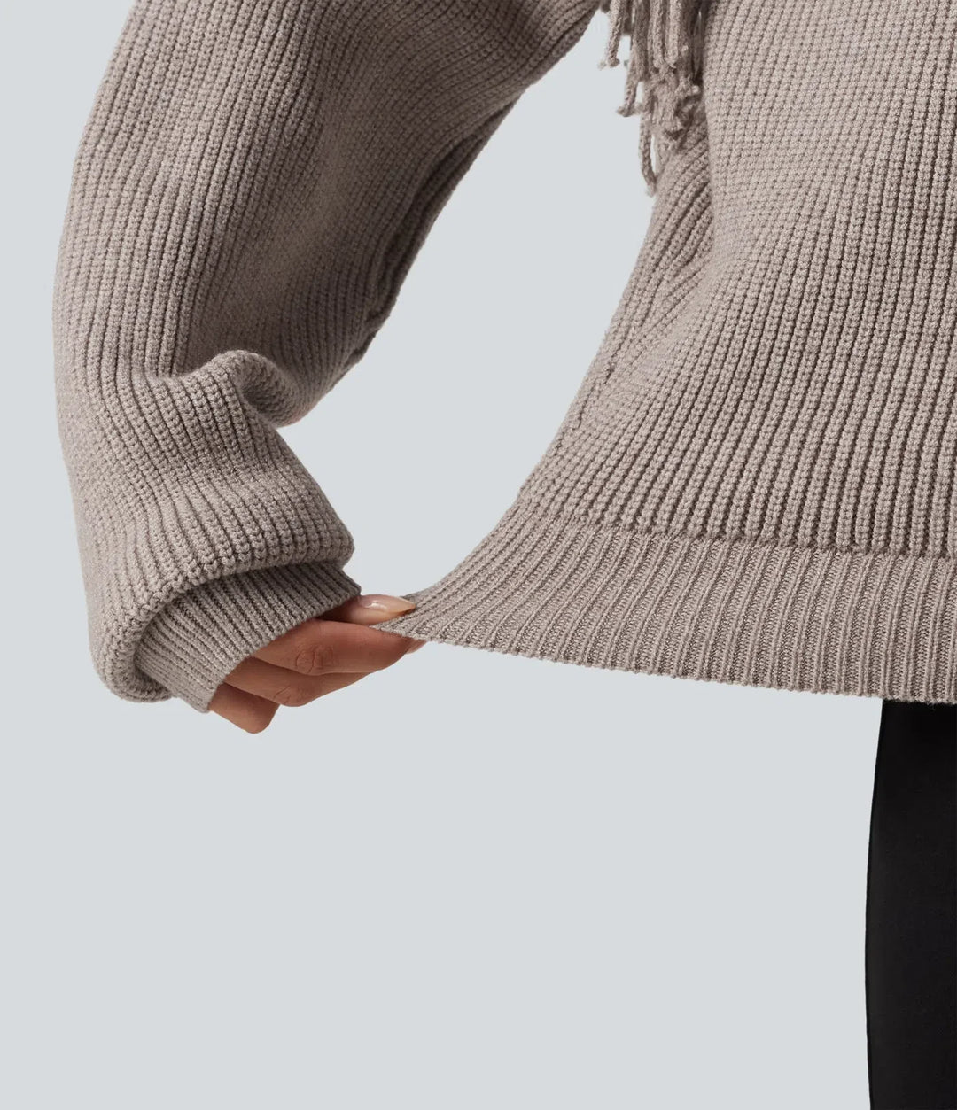 Round Neck Long Sleeve Fringe Work Jumper