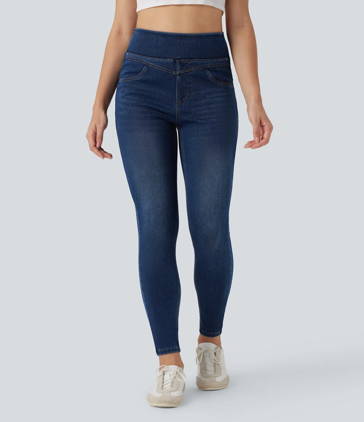 Halara Flex High Waisted Denim Casual Skinny 7/8 Leggings with Pockets