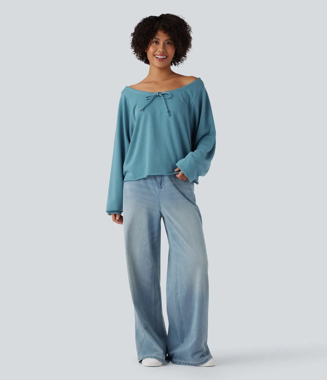 Off Shoulder Long Sleeve Casual Sweatshirt
