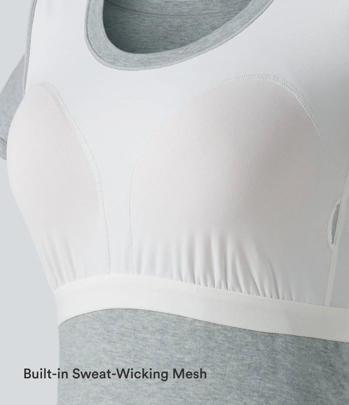 Halara Cotton Jersey Scoop Neck Short Sleeve Built-in Bra Casual T-Shirt B-DD Cups