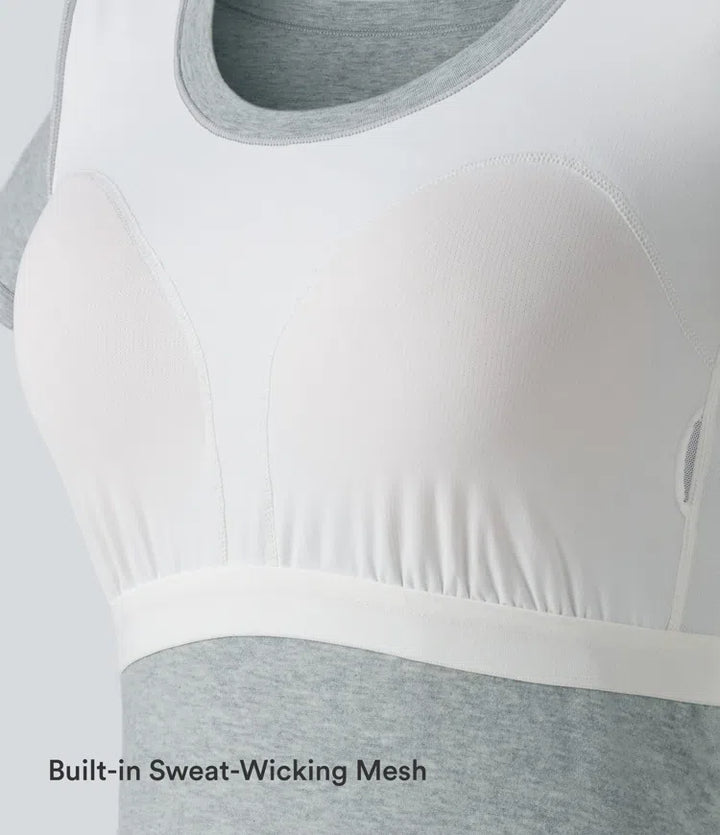 Halara Cotton Jersey Scoop Neck Short Sleeve Built-in Bra Casual T-Shirt B-DD Cups