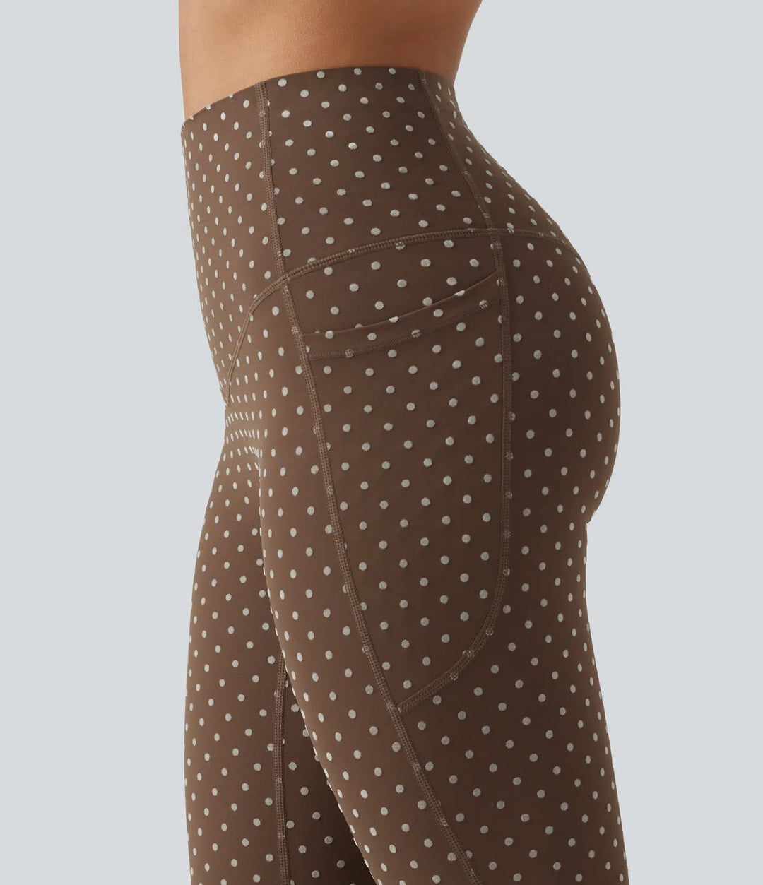 Halara UltraSculpt Flocked High Waisted Tummy Control Polka Dot Workout Leggings with Pockets