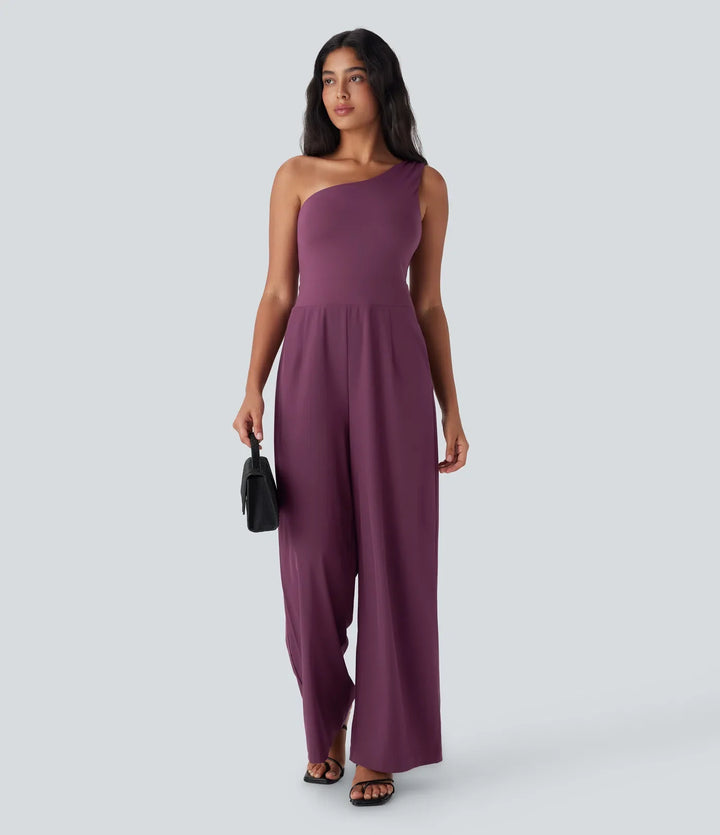 Breezeful One Shoulder Quick Dry Jumpsuit with Pockets