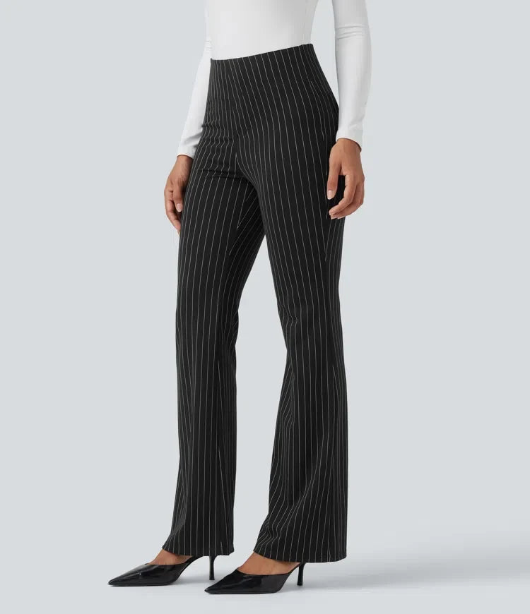Halara Flex High Waisted Striped Work Flare Trousers with Pockets