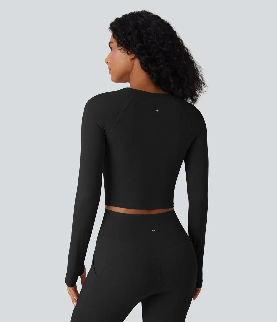 SoftlyZero QuickDry Cut Out Long Sleeve Thumb Hole Cropped Yoga Sports Top