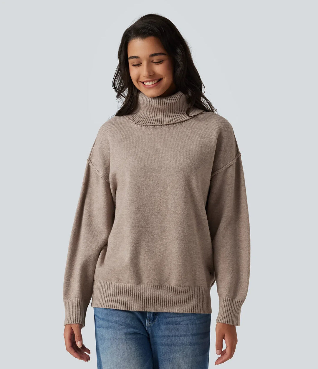 High Neck Long Sleeve Casual Jumper