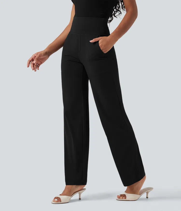 Halara UltraSculpt High Waisted Tummy Control Straight Leg Work Trousers with Pockets