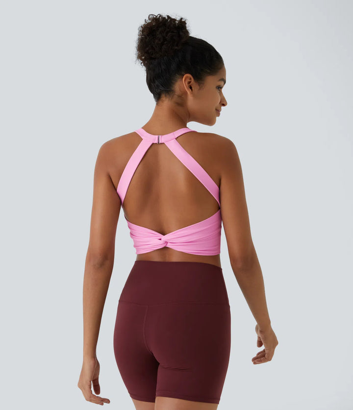 SoftlyZero Plush Cut Out Cropped Yoga Tank Vest Top