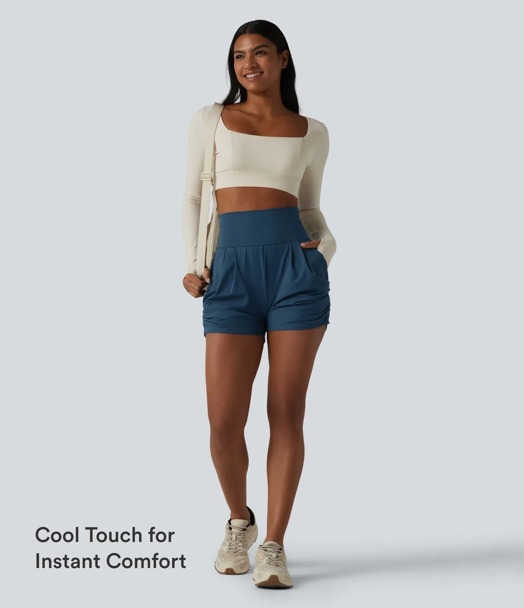 SoftlyZero Airy High Waisted Ruched InstantCool Yoga Shorts 3&