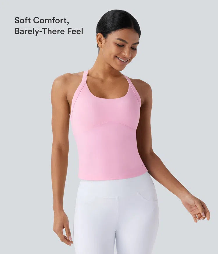 SoftlyZero Plush Cut Out Yoga Tank Vest Top A-D Cups
