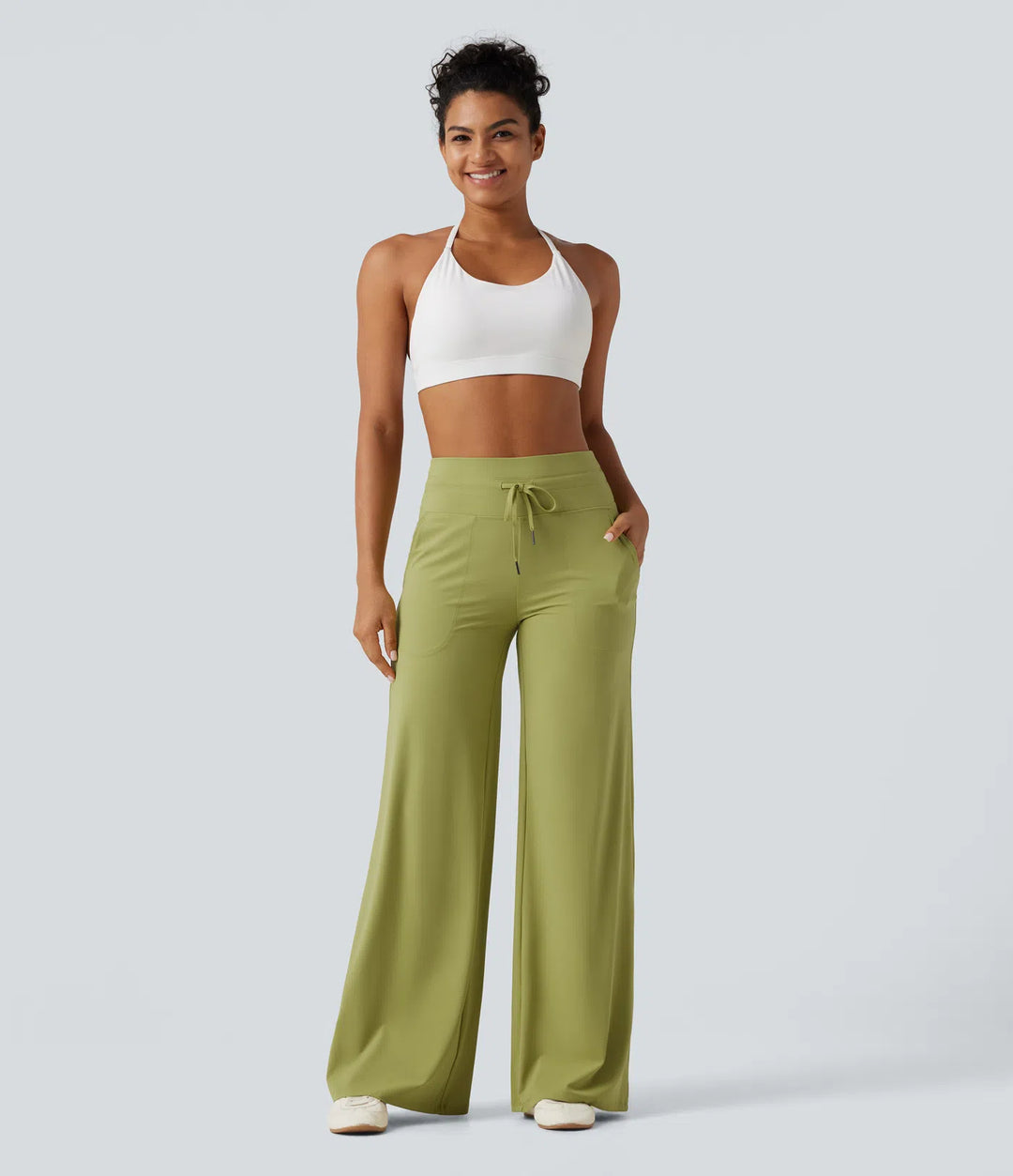 Halara UltraSculpt High Waisted Drawstring Straight Leg Yoga Trousers with Pockets