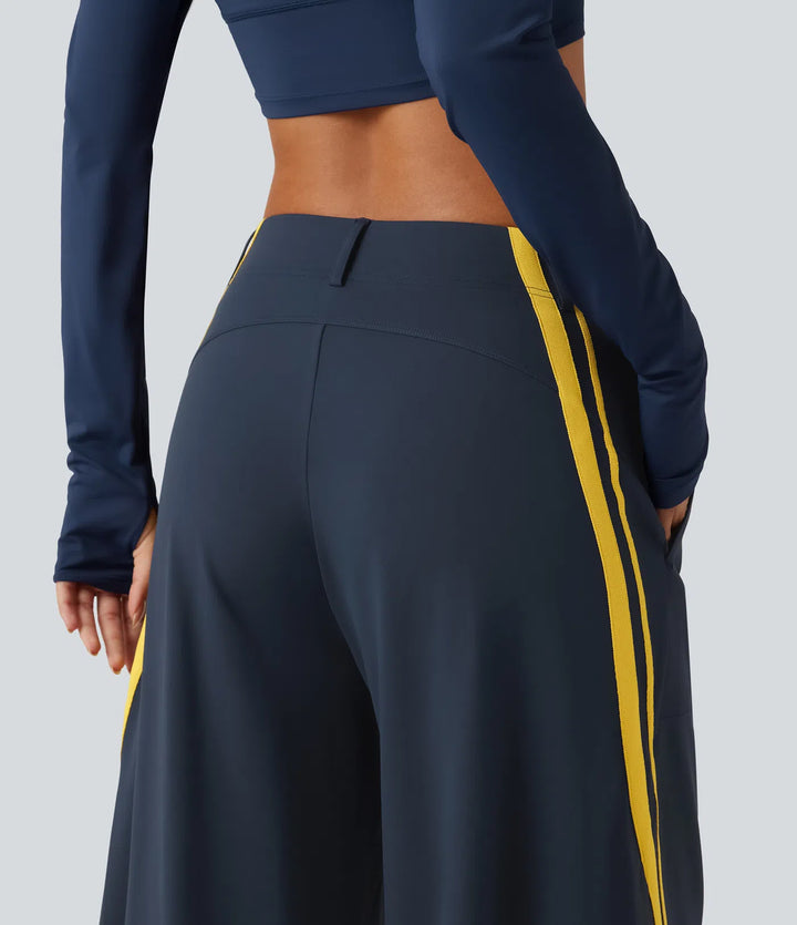 High Waisted colourBlock Side Stripe Barrel Dance Trousers with Pockets