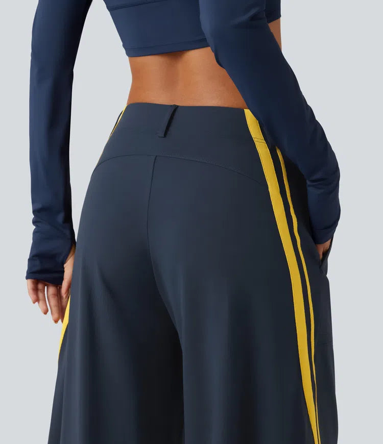 High Waisted colourBlock Side Stripe Barrel Dance Trousers with Pockets