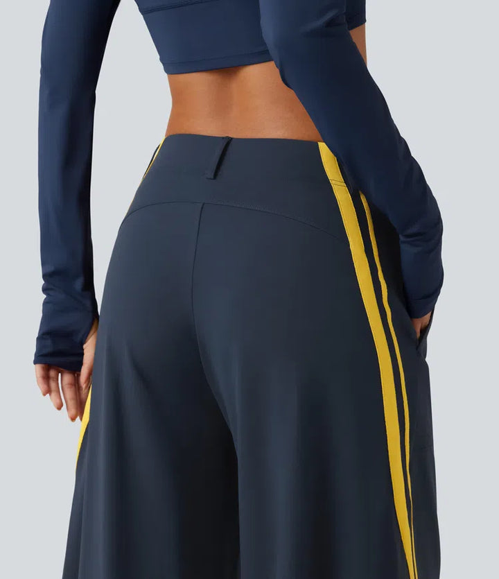 High Waisted colourBlock Side Stripe Barrel Dance Trousers with Pockets