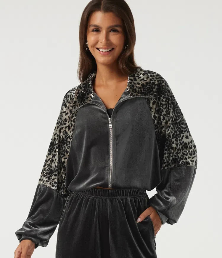 Lapel Raglan Long Sleeve Leopard Print Casual Jacket with Pockets