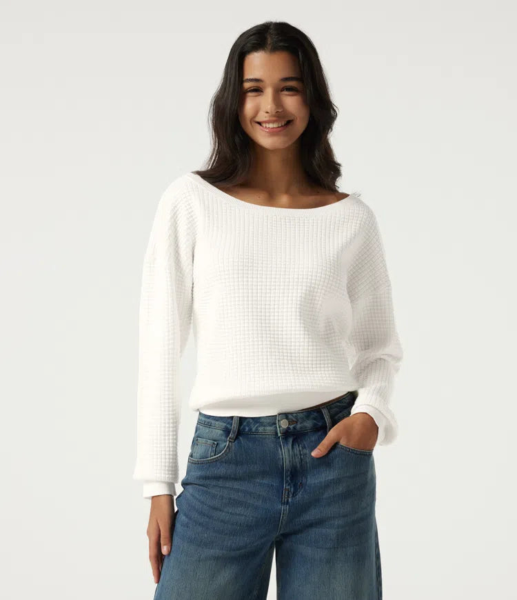 Long Sleeve Waffle Casual Jumper