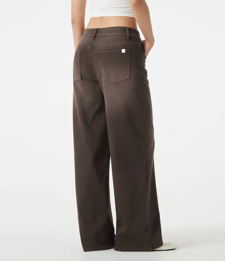 Halara Flex Asymmetric Low Rise Wide Leg Colorful Washed Casual Jeans with Pockets